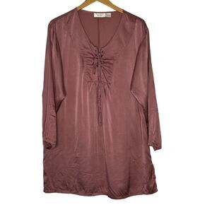 Victorias Secret Gown‎ Womens Small 100% Silk Gold Label Vintage Tie Front